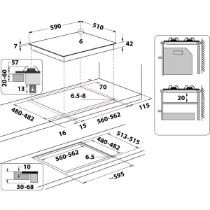 Whirlpool GOB 616/NB gáz főzőlap fekete